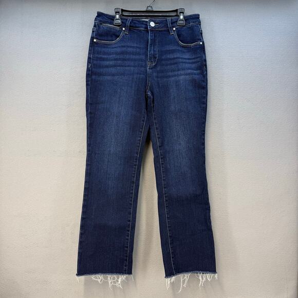 Risen Denim - Risen Jeans Women's 9/29 Dark Blue Bootcut Raw Hem High Rise Fit EUC